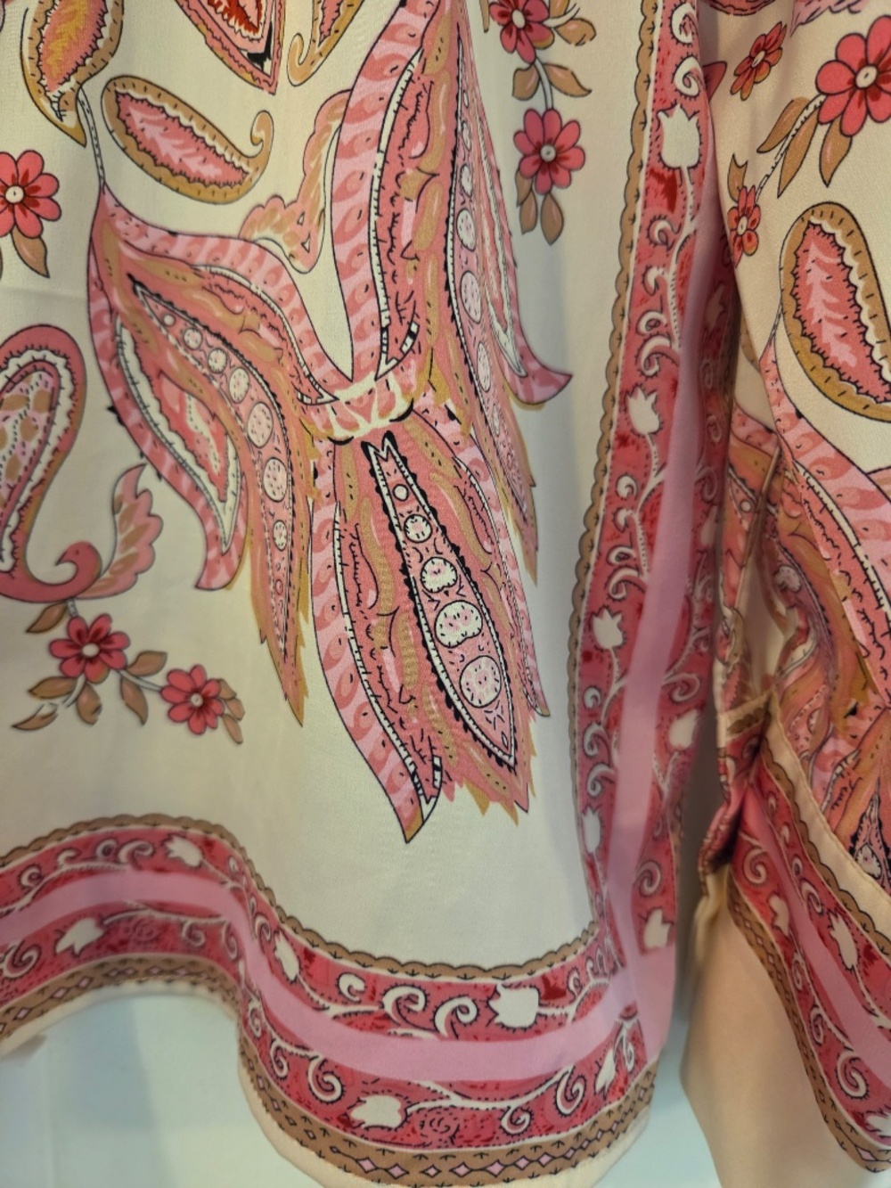 Rachel Zoe handkerchief button down shirt/blouse S pink floral/paisley luxury - Picture 6 of 10